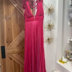 Hello Molly Vibrant Pink Pleated Dress